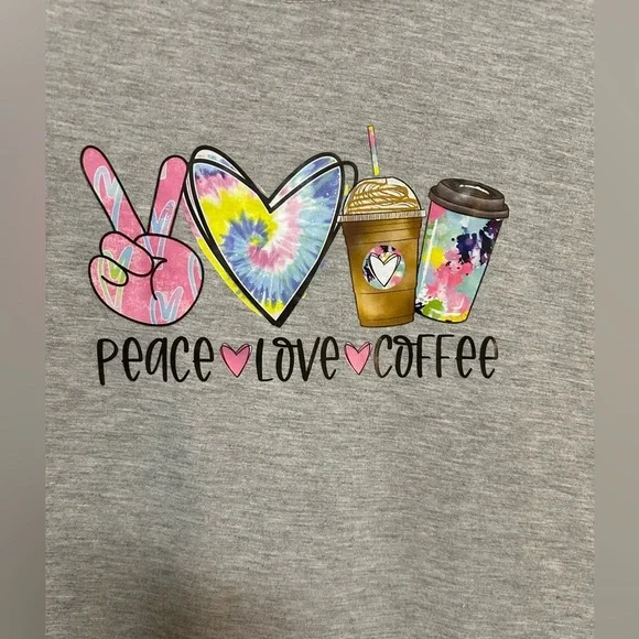 PEACE ✌🏾 , Love ❤️ & Coffee Graphic Tee - Picture 2 of 3